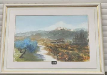 aquarelle paysage signe beschikbaar voor biedingen