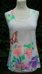 mooi wit topje bloemen+ vlinder in zachte kleuren TU, Wit, Nieuw, Ophalen of Verzenden, Maat 36 (S)