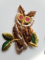 Applique patch uil om te naaien bruin beige groen 65 x 50 mm, Ophalen of Verzenden, Nieuw