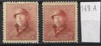 BELGIQUE 1919 OBP/COB 168 +168A MG, Envoi, Autocollant, Maison royale