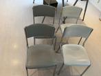 Vintage 4 stoelen set wit/grijs, Huis en Inrichting, Stoelen, Ophalen, Gebruikt, Leer, Industrieel, vintage