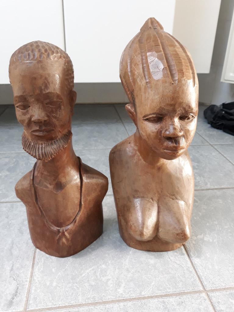 afrikaanse borstbeelden hout, Ophalen of Verzenden, Hout, Man