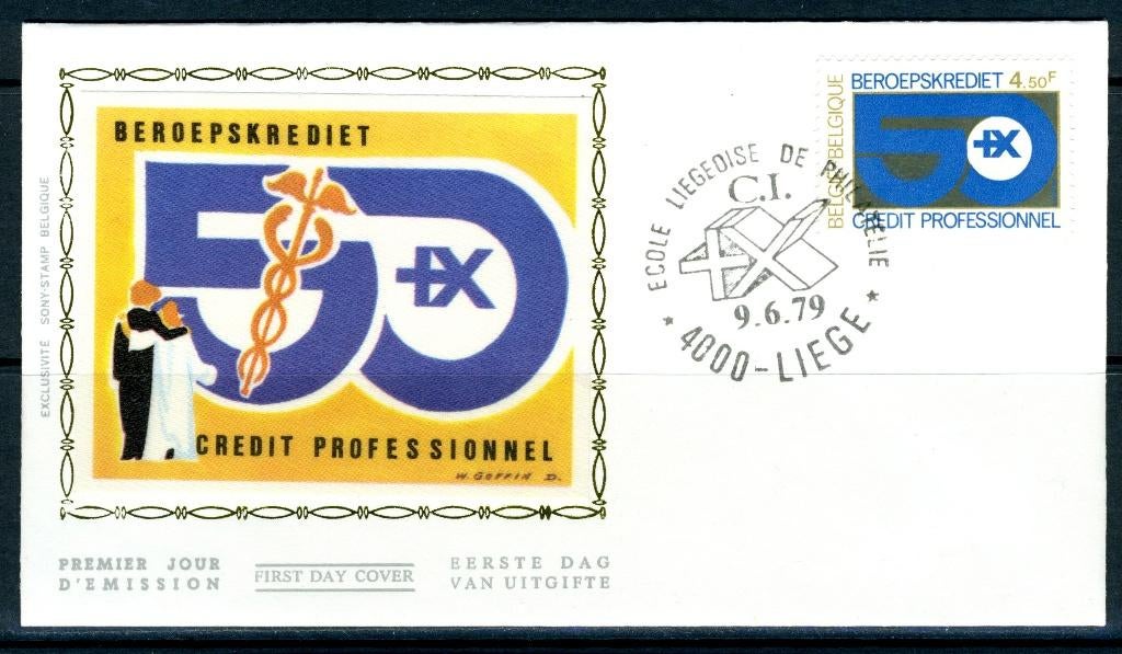 (B) 1938 FDC z/s 1979 - 50 jaar Kas Beroepskrediet., Ophalen of Verzenden, Gestempeld, 1e dag stempel
