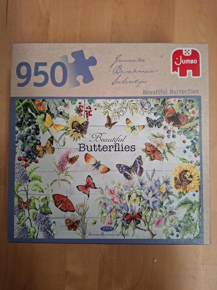 Jumbo puzzel "Beautiful Butterflies" - 950 stukjes, Hobby en Vrije tijd, Denksport en Puzzels, Zo goed als nieuw, Legpuzzel, 500 t/m 1500 stukjes