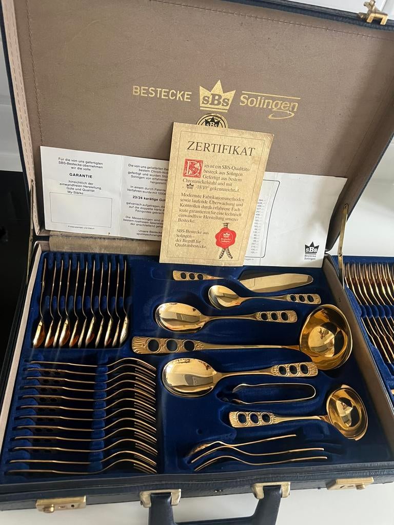 Goud antiek bestek  23/24 karaat hardvergolded met stempel, Antiek en Kunst, Ophalen, Goud