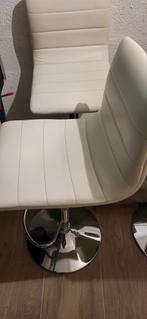 5 Taburets cuisine réglables en cuir blanc