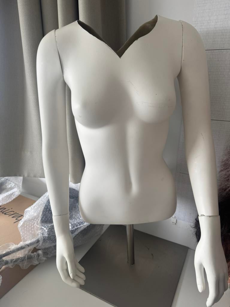 Etalagepop buste/inox staander, Antiek en Kunst, Ophalen