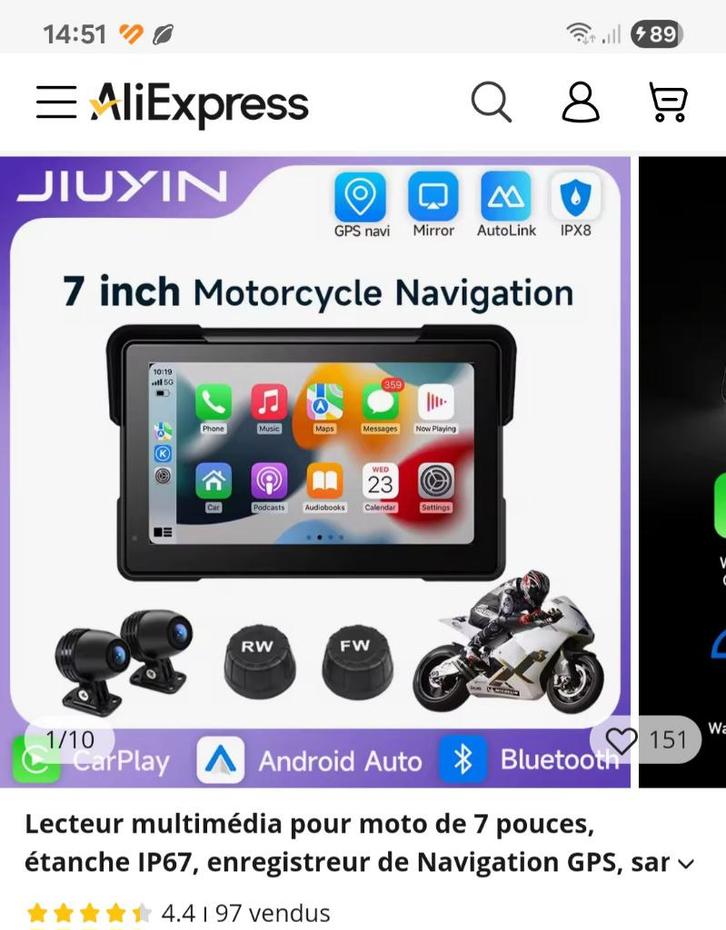 Carplay et Android Navi Display pour moto, Motos, Accessoires | Systèmes de navigation, Comme neuf, Enlèvement