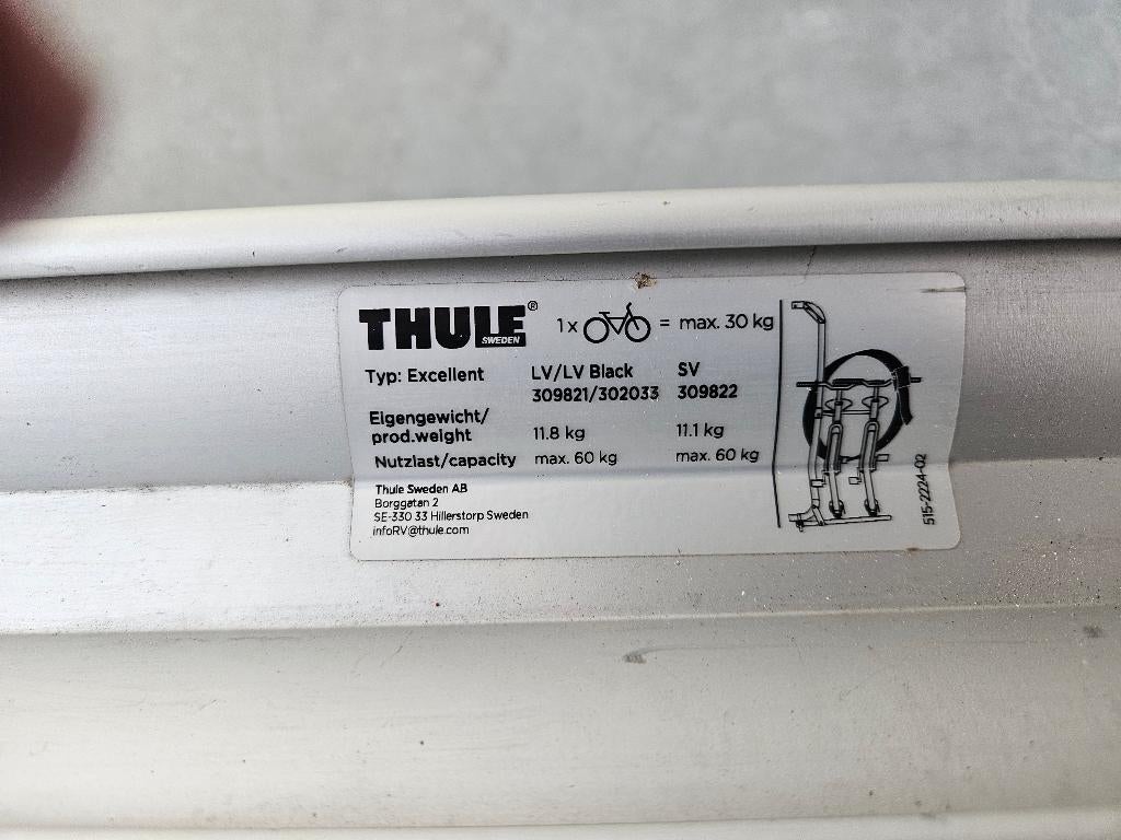 Porte-vélos Thule pour mobil-homes, Enlèvement, 2 vélos, Utilisé, Vélo électrique