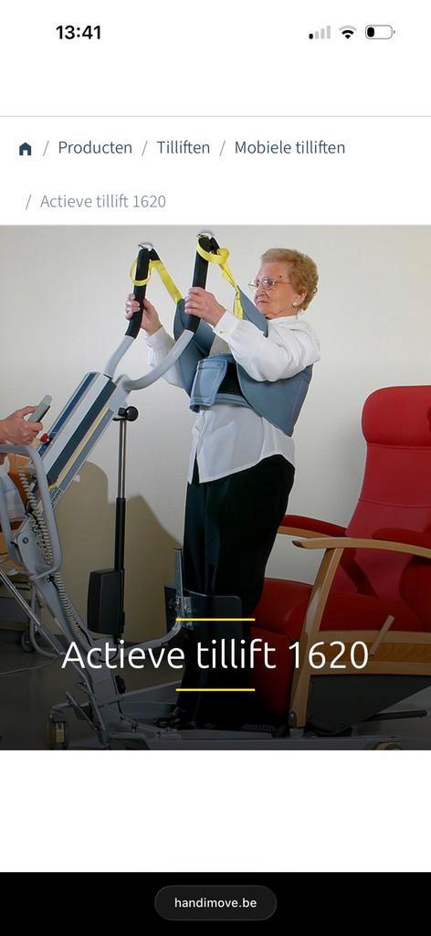 Actieve tillift + actieve tilband handi move 1620. => 1,5j, Divers, Matériel Infirmier, Enlèvement