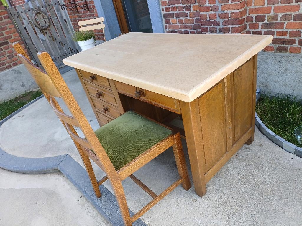 Bureau et 2 chasses en chêne, Maison & Meubles, Bureaux, Enlèvement