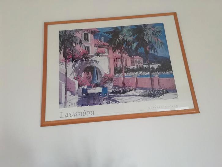 Groot houten frame 60 x 80 cm met reproductie, Huis en Inrichting, Woonaccessoires | Lijsten, Gebruikt, 50 tot 75 cm, 75 tot 100 cm