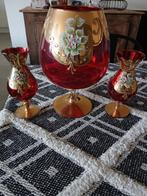 Glazen setje ,tekening op het glas., Ophalen of Verzenden