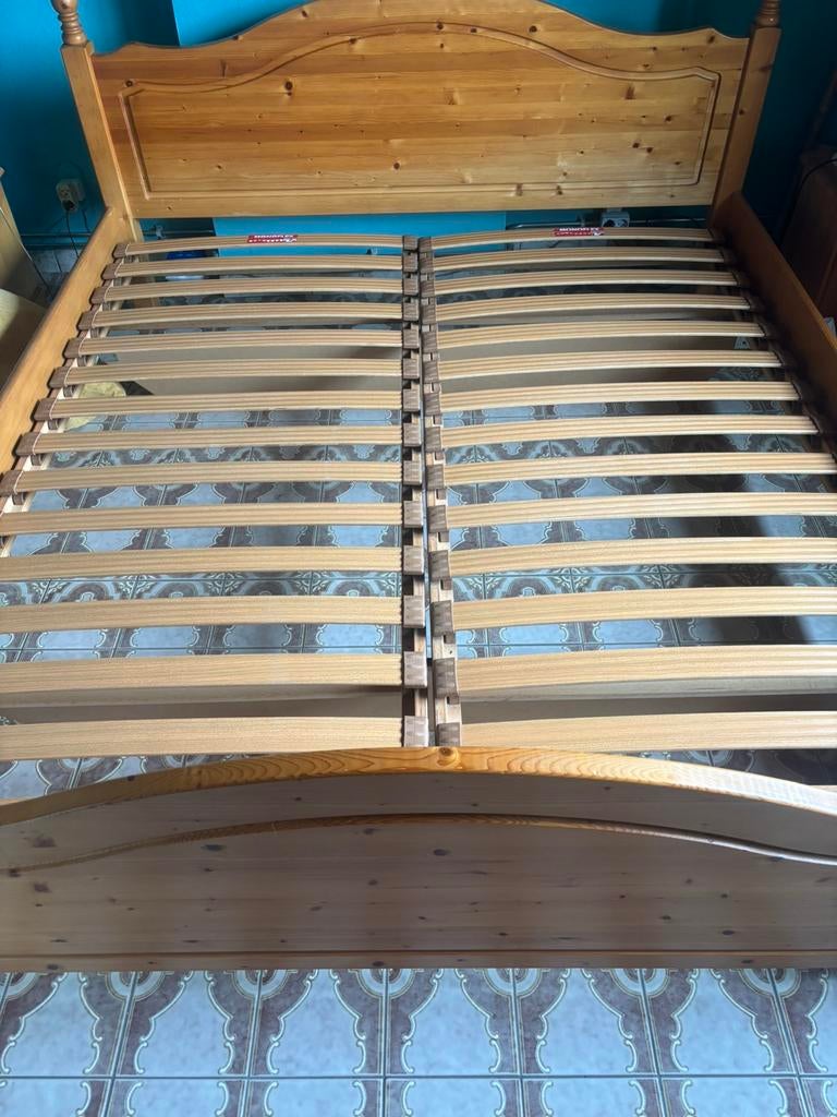 Lit en pin 2 personnes, Maison & Meubles, Chambre à coucher | Lits, Autres couleurs, Comme neuf, Enlèvement, 180 cm