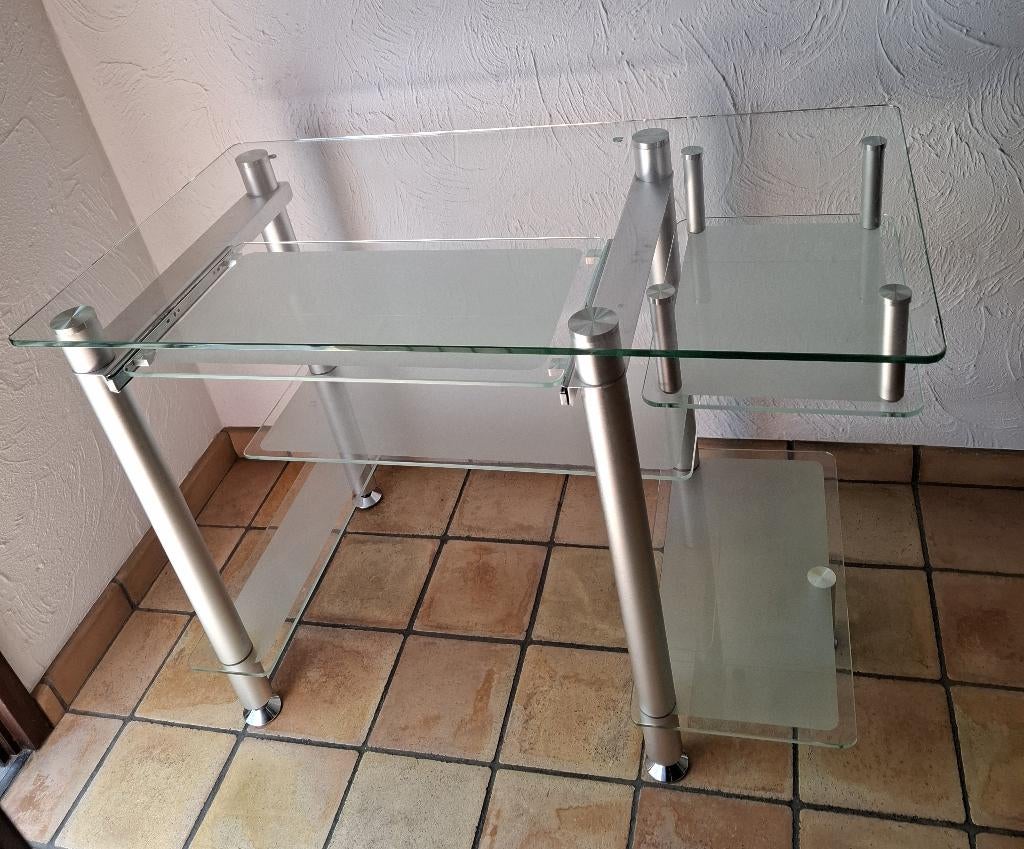 Glazen computer of laptop tafel, Computers en Software, Laptoptafels, Ophalen