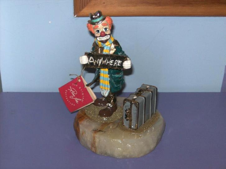 Clown beeld verguld met 24 karaat goud. (ron lee), Verzamelen, Beelden en Beeldjes, Gebruikt, Mens, Ophalen of Verzenden