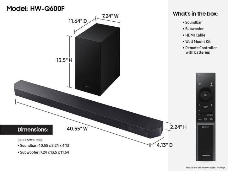 Barre de son Samsung HW-Q600F avec/sans JBL Buds Tune Beam 2, TV, Hi-fi & Vidéo, Barres de son, Comme neuf, Bluetooth, Enlèvement