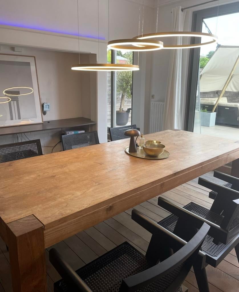 Grote tafel uit teak 2,50-1meter, Huis en Inrichting, Ophalen, Gebruikt, 100 tot 150 cm, Teakhout