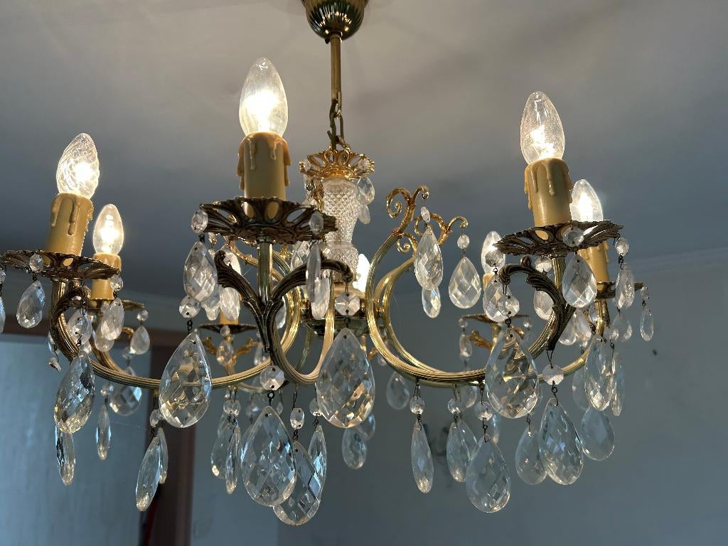 Lustre en Cristal, Maison & Meubles, Lampes | Lustres, Enlèvement, Comme neuf, Verre