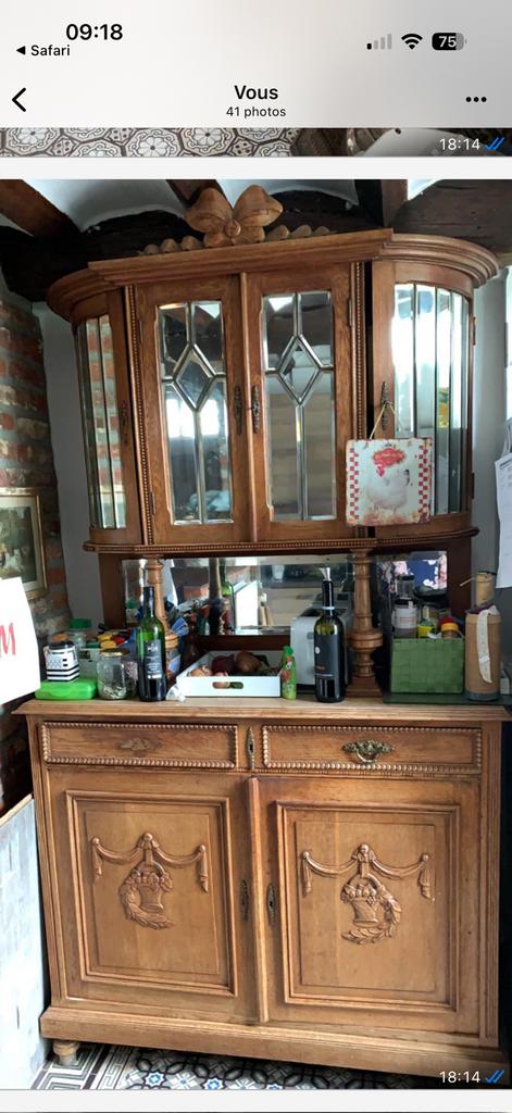 Vaisselier ancien, Maison & Meubles, Armoires | Buffets, Comme neuf, Chêne, Enlèvement