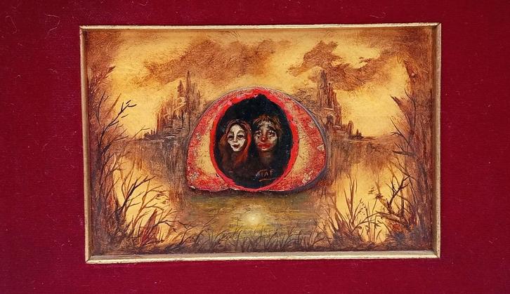 TAF WALLET vreemd schilderij driedimensionaal, Antiek en Kunst, Kunst | Schilderijen | Klassiek, Ophalen of Verzenden