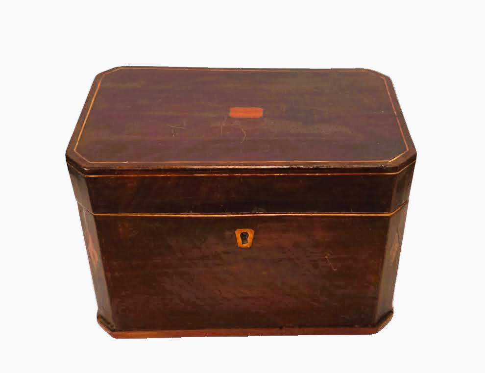 Boîte à thé ancienne avec pieds sphériques en ivoire., Antiquités & Art, Enlèvement ou Envoi