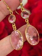Boucles d’oreilles plaqué or quartz rose, Envoi, Or, Or