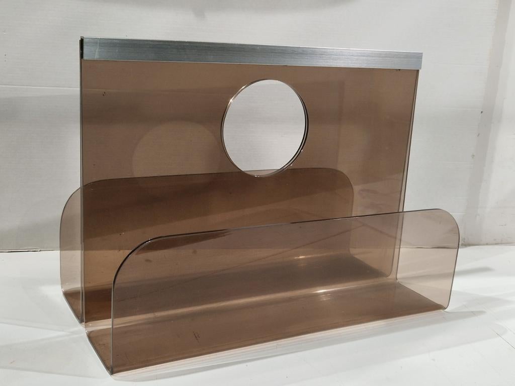 Smoked plexi Magazine rek by Michel Dumas for Roche Bobois, Ophalen of Verzenden