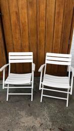 2 houten tuinzetels, Ophalen, Gebruikt, Inklapbaar
