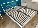 Volledig wit metalen bed van 160 cm met matras, Huis en Inrichting, Slaapkamer | Bedden, Ophalen