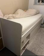 SLÄKT Bedframe + lattenbodem + matras, wit 90x200 cm!, Ophalen, Verstelbaar, 90 cm, Eenpersoons