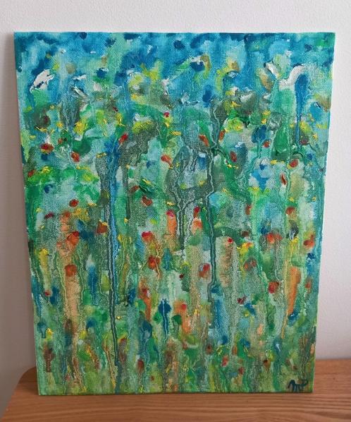Azuurblauw, koraalrif, zee... Olieverf op doek., Antiek en Kunst, Kunst | Schilderijen | Abstract, Ophalen of Verzenden