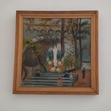 Naïeve kunstschilderij. lourdes  beschikbaar voor biedingen