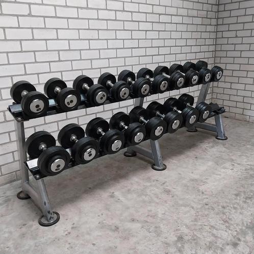 Rubber dumbells set 12 kilo tot 30 kilo + dumbells opbergrek, Sport en Fitness, Fitnessmaterialen, Zo goed als nieuw, Ophalen