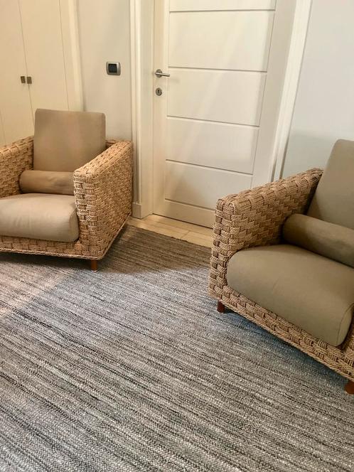 Design rotan zetels met kussens – in zeer goede staat, Huis en Inrichting, Zetels | Zetels, Zo goed als nieuw, Ophalen