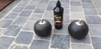 Olielamp bolvormig - 16cm aardewerk zwart  2stuks, Tuin en Terras, Fakkels, Gebruikt, Ophalen