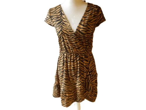 (96)- robe femme t.38 noire brune - H&M -, Kleding | Dames, Jurken, Zo goed als nieuw, Maat 38/40 (M), Bruin, Boven de knie, Ophalen of Verzenden