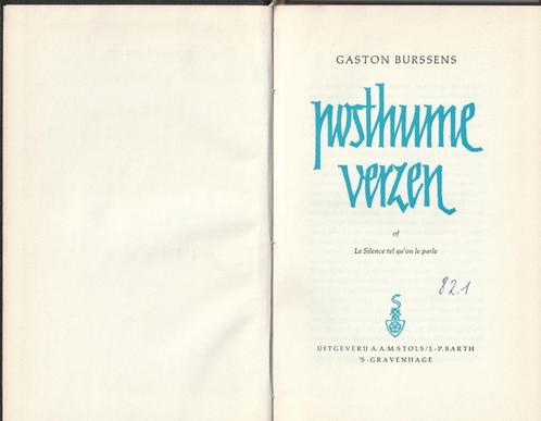 Gaston Burssens “Posthume verzen”, Boeken, Gedichten en Poëzie, Gelezen, Eén auteur, Ophalen of Verzenden