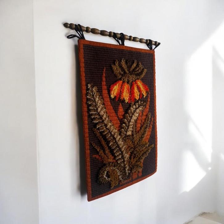 vintage seventies wandtapijt / retro wanddeco, Antiek en Kunst, Curiosa en Brocante, Ophalen of Verzenden