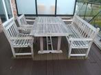 Tafel + 2 stoelen 1 zitbank, Tuin en Terras, Tuinsets en Loungesets, Ophalen, Gebruikt