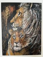 Peinture moderne originale d'un couple de lions, Antiquités & Art, Art | Peinture | Moderne, Enlèvement