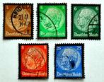 Deutsches Reich: 5 Rouwzegels Hindenburg 1934, Postzegels en Munten, Ophalen of Verzenden, Overige periodes, Gestempeld