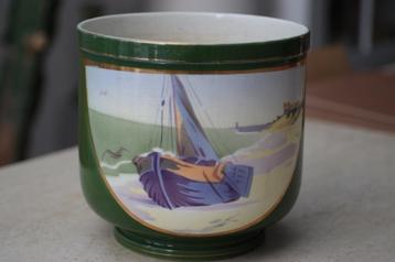 Boch BFK cache pot céramique déco bateau voilier mer 1900