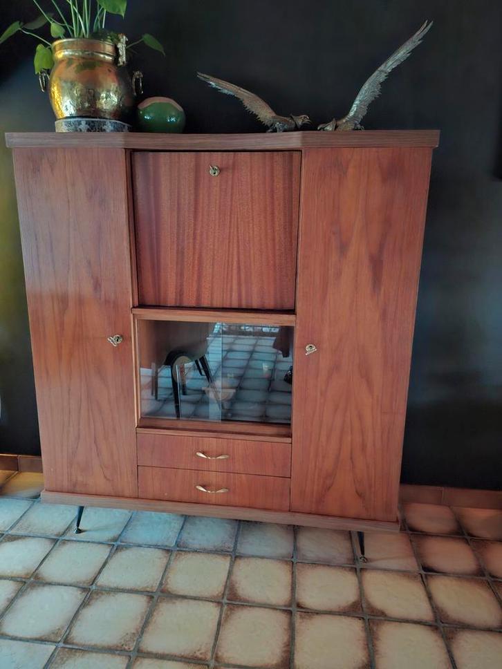 Vintage retro Mahoniehouten Barkast dressoir, Huis en Inrichting, Kasten | Dressoirs, Zo goed als nieuw, 100 tot 150 cm, 25 tot 50 cm