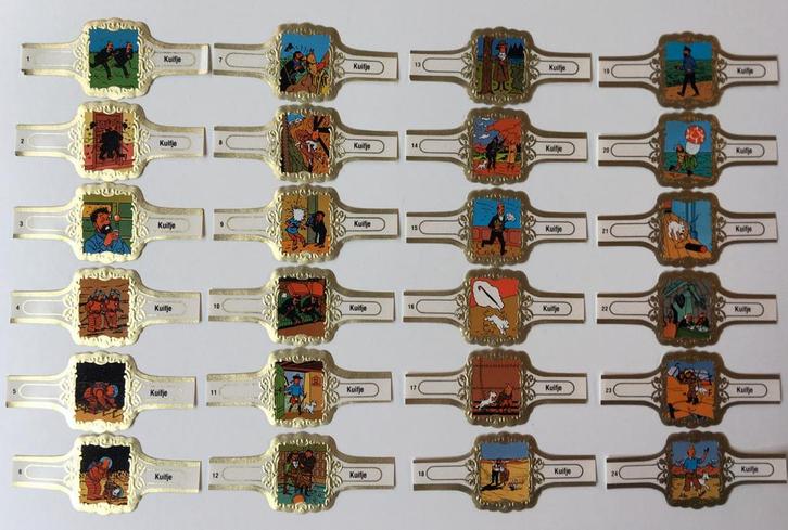 Kuifje sigarenbanden royal flush wit compleet 24 stuks new, Verzamelen, Stripfiguren, Nieuw, Overige typen, Kuifje, Ophalen of Verzenden
