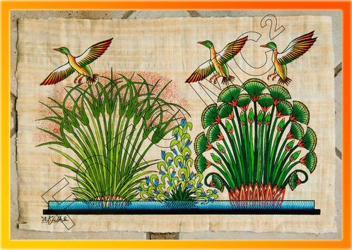 Prachtige Kleurrijke Papyrus uit Egypte 40 x 60 cm NIEUW, Antiquités & Art, Art | Art non-occidental, Enlèvement