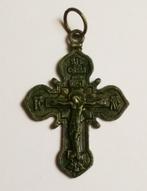 Antiek dubbelzijdig kruis, Verzenden, Brons, Hanger