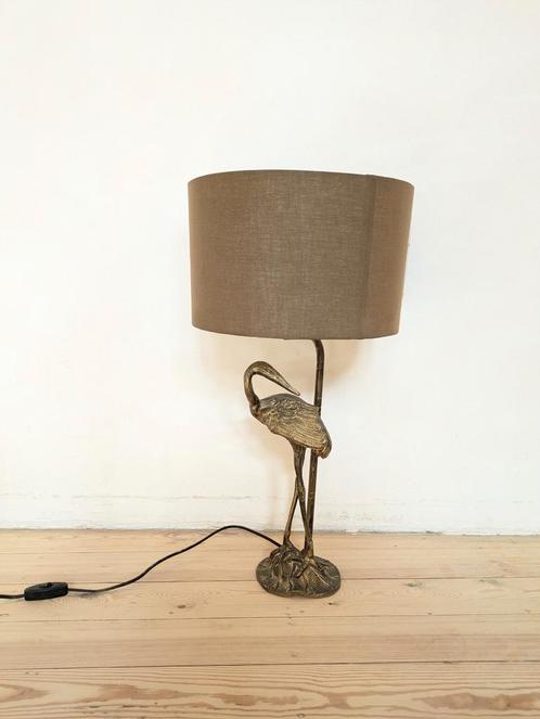 Tafellamp met vogel, Huis en Inrichting, Lampen | Tafellampen, Gebruikt, 50 tot 75 cm, Metaal, Stof, Ophalen