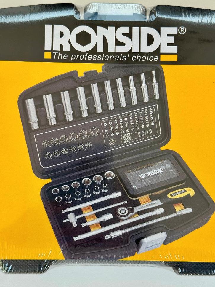 Toolset Ironside (doppenset ¼” + bits) – 60 delig, Doe-het-zelf en Bouw, Gereedschap | Handgereedschap, Nieuw, Ophalen of Verzenden