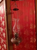 Oude olielamp koperen bobeche hanglamp, Antiek en Kunst, Ophalen of Verzenden